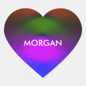 青、紫、緑、オレンジのネオンの名前を追加 ハートシール (正面)