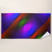 青、紫、緑、オレンジのネオン ビーチタオル (正面)