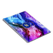 青、紫、赤紫の液体インク、モノグラム ノートブック (右側)