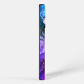 青、紫、赤紫の液体インク、モノグラム iPhoneケース (右側面)