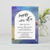 青 紫 金のインクで ハッピーエバーアフターのアーチ 招待状 (スタンド正面)