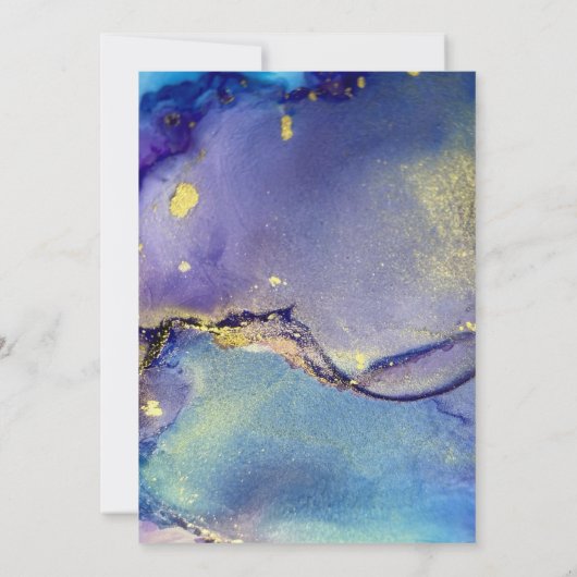 青 紫 金のインクで ハッピーエバーアフターのアーチ 招待状 (裏面)