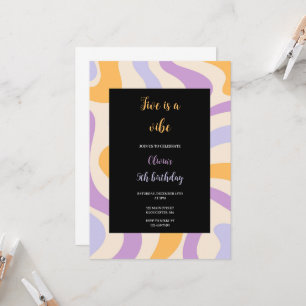青、紫、黄色のかっこいい誕生日招待状 招待状