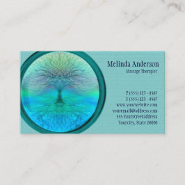 青、緑およびティール（緑がかった色）の生命の樹 名刺