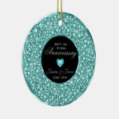 青 – 緑と白のダイアモンズシルバーハート セラミックオーナメント (右)