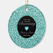 青 – 緑と白のダイアモンズシルバーハート セラミックオーナメント (左)