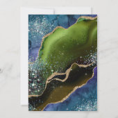 青、緑と金のラメがきらきらするアゲートのキンセアニエラ 招待状 (裏面)