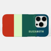 青、緑のオレンジ色のストライプパタパーソナライズされたーン Case-Mate iPhoneケース (裏面 (横))