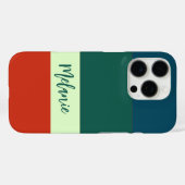 青、緑のオレンジ色のストライプパタパーソナライズされたーン Case-Mate iPhoneケース (裏面 (横))