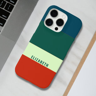 青、緑のオレンジ色のストライプパタパーソナライズされたーン iPhone 16 PROケース