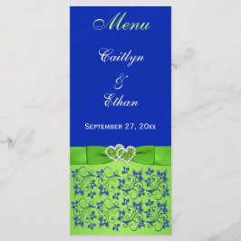 青、緑のフローラ、ハートメニューカード メニュー