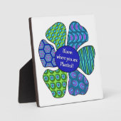 青・緑のプラークに「開花が植えられている」 フォトプラーク (正面)