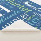 青 – 緑の名前とモノグラムクラウドワードアート シェルパブランケット (3/4)