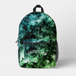 青/緑の抽象芸術タンブル プリントバックパック