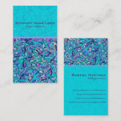 青 – 緑の抽象芸術華美渦巻き2 名刺 (正面/裏面)