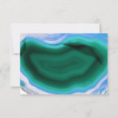 青、緑の瑪瑙スライスのゲモダンード結婚式RSVP 出欠カード (裏面)