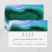 青、緑の瑪瑙スライスのゲモダンード結婚式RSVP 出欠カード (正面/裏面)