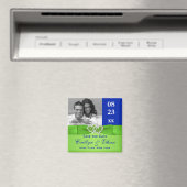 青、緑の結合ハート日付磁石を保存 マグネット (インサイチュ (食洗機))