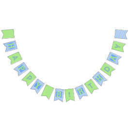 青、緑の誕生日バンティングフラグ バンティングフラッグ