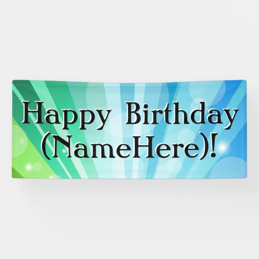 青/緑の誕生日パーソナライズされたパーティバナー 横断幕 (横)