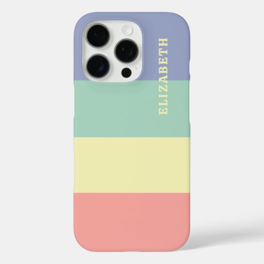 青、緑の黄色とコーラルピンクのストライプパターン Case-Mate iPhoneケース (裏面)