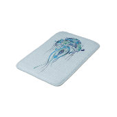 青 – 緑レトロクラゲの背景(青) 2 バスマット (アングル)