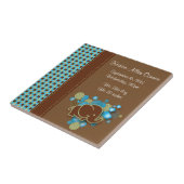 青、緑及びブラウンの格子縞のベビー象 タイル (側面)