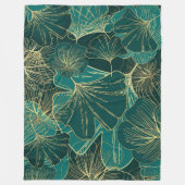 青 – 緑葉 フリースブランケット (正面)