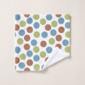 青、緑、および茶色の点 バスタオルセット (ウォッシュタオル)