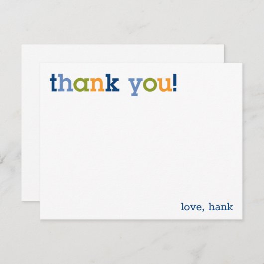 青、緑、オレンジのお礼のノートカード ノートカード (正面/裏面)