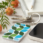青、緑、カッコいいトレンディー、モダン自然抽象芸術 キーホルダー (正面右)