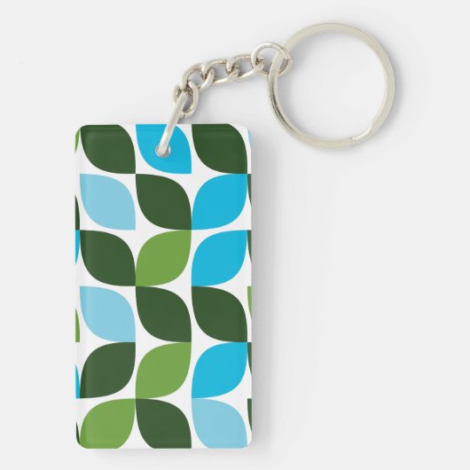 青、緑、カッコいいトレンディー、モダン自然抽象芸術 キーホルダー (裏面)