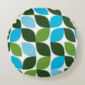 青、緑、カッコいいトレンディー、モダン自然抽象芸術 ラウンドクッション (正面)