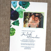 青、緑、ターコイズ植物学バラ結婚ズ 招待状