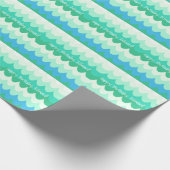 青、緑、ティール（緑がかった色）の幾何学波  ラッピングペーパー (角)