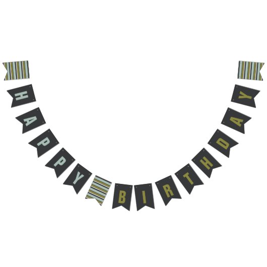 青、緑、リネン灰色の誕生日 バンティングフラッグ (全)