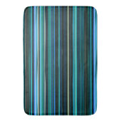 青、緑、灰色の抽象芸術ストライプ バスマット (正面縦)