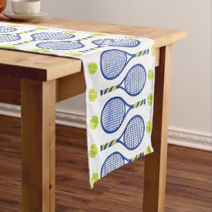 💙🎾青、緑、白いテニス🎾柄 ショートテーブルランナー