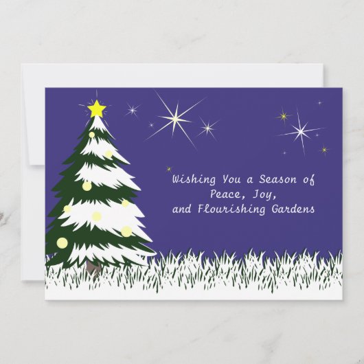 青、緑、白のクリスマスシーズンのビジネス シーズンカード (正面)