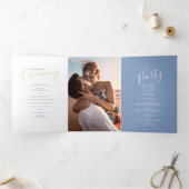 青、緑、白の抽象芸術結婚アートの儀式 三つ折りプログラム (内部)