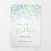 青、緑、白の抽象芸術結婚アートの儀式 三つ折りプログラム (カバー)