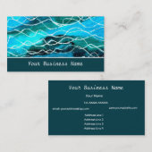 青、緑、白の波の名刺 名刺 (正面/裏面)