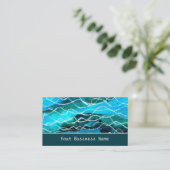 青、緑、白の波の名刺 名刺 (スタンド正面)