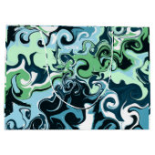 青、緑、白の渦巻き抽象芸術流体アート ラージペーパーバッグ (裏面)
