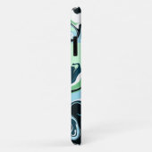 青、緑、白の渦巻き抽象芸術流体アート Case-Mate iPhoneケース (裏面/右)