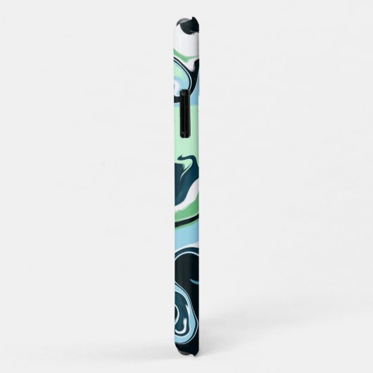 青、緑、白の渦巻き抽象芸術流体アート Case-Mate iPhoneケース (裏面/右)