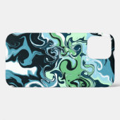 青、緑、白の渦巻き抽象芸術流体アート Case-Mate iPhoneケース (裏面 (横))