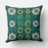 青、緑、白の花柄 クッション (裏面)