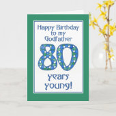 青、緑、白の80番目の誕生日の神父 カード (黄色い花)