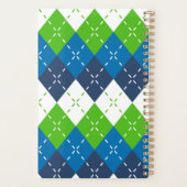 青、緑、白アーガイルパーソナライズされた プランナー手帳 (裏面)